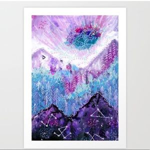 BOHO Print, 28"X39", NIB, mountains, constellation